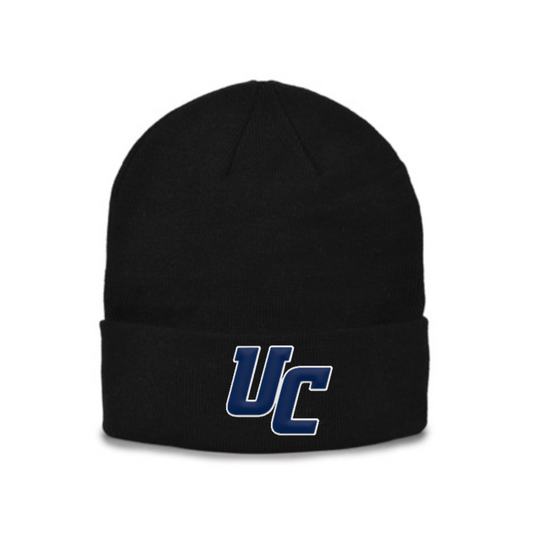 New UA - Roll Up Cuff Black Beanie- UC PVC Logo